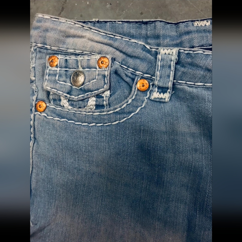 Authentic True Religion Faded Light Blue Denim Jeans - Picture 4 of 8